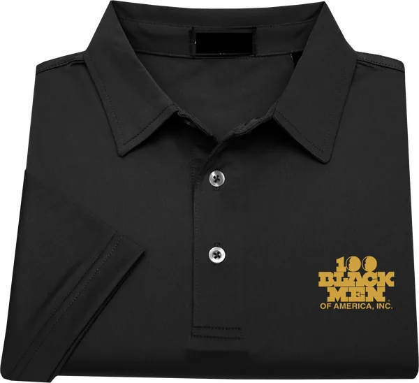 100 Black Men Signature Polo — Black with Gold Logo